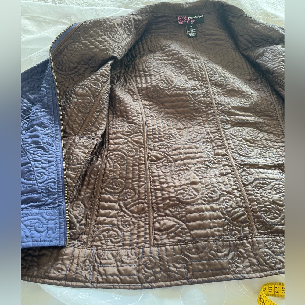 Peck & Peck Egyptian Blue(purplish) Long Sleeve Front Zip Light Weight Jacket - Picture 12 of 14